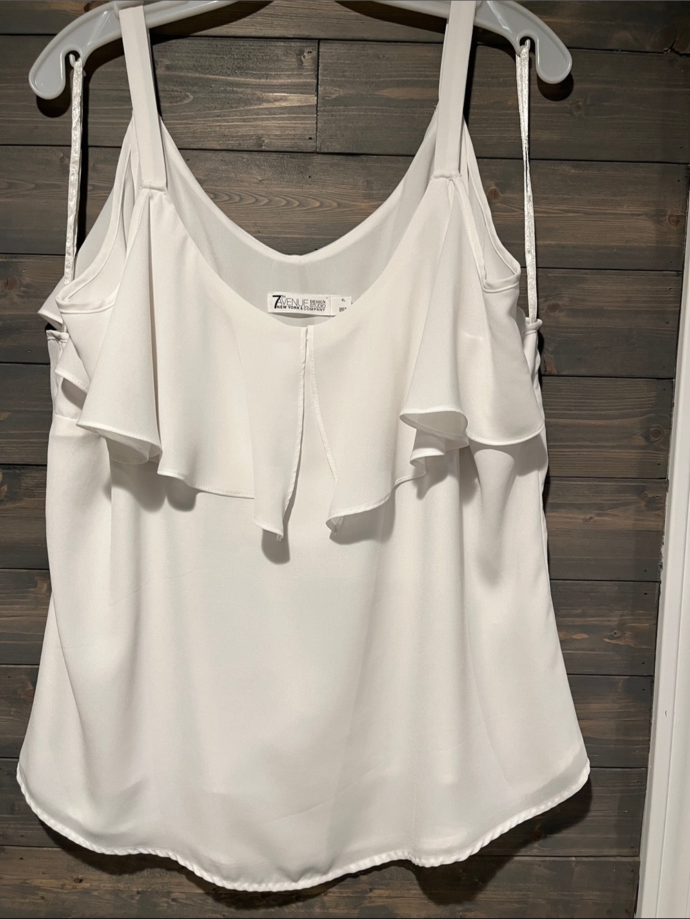 NY & Co White Ruffle Cold-Shoulder Women's Cami blouse Top xL